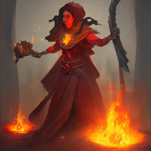 Image similar to fire mage, epic fantasy style, in the style of Greg Rutkowski, hearthstone artwork