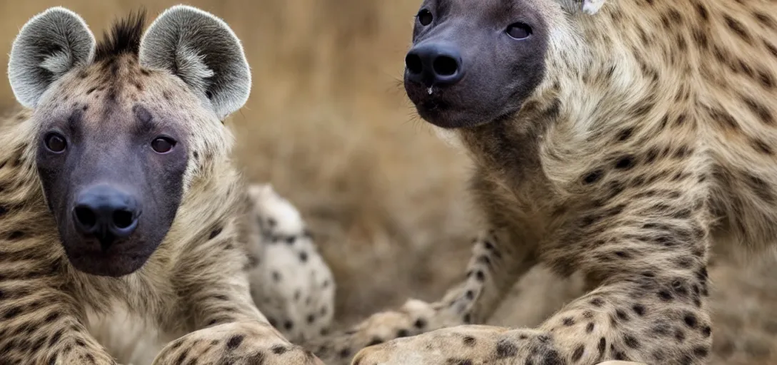 Image similar to a birthday cake, hyena sitting on top