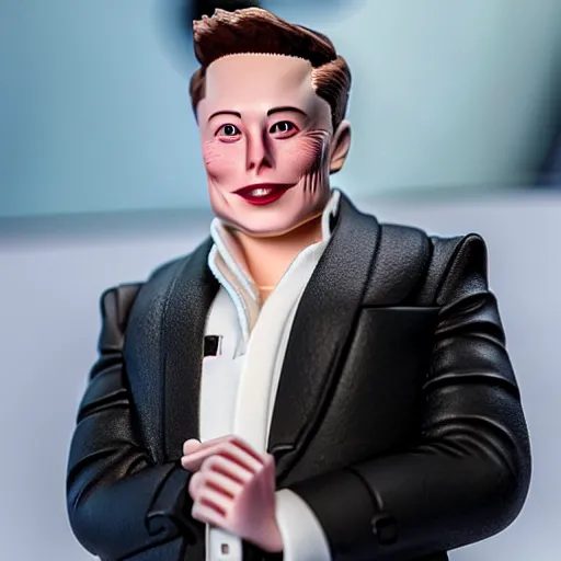 Image similar to Elon Musk as a plastic doll, highly detailed, high quality, HD, 4k, 8k, Canon 300mm, professional photographer, 40mp, lifelike, top-rated, award winning, realistic, sharp, no blur, edited, corrected, trending