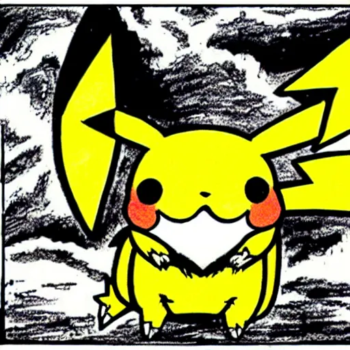 Image similar to Pikachu as drawn by comic strip artist Jim Davis (1989)