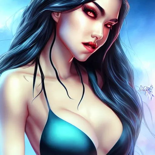 Image similar to Ghost bride in a bikini, beautiful, by artgerm