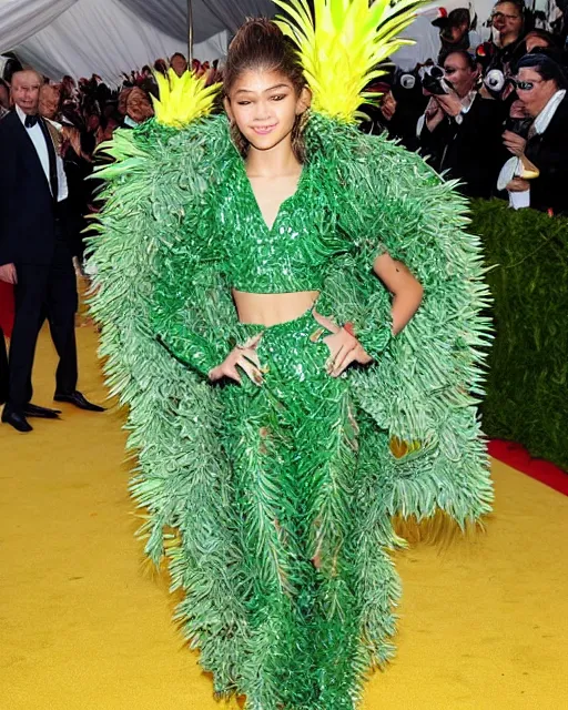 Prompt: zendaya in a pineapple costume