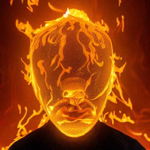 Prompt: a sculpture made of flame in the shape of a human head, on the ocean water, water manipulation photoshop, cgsociety, cinematic, in the style of johnson tsang, long shot, hyper detailed, hyper realistic, ray tracing, 8 k resolution, sharp focus, realistic water, award winning