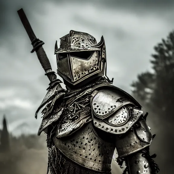 Image similar to photo of a warrior with metal owl theme armour, 4 k, hdr, smooth, sharp focus, high resolution, award - winning photo