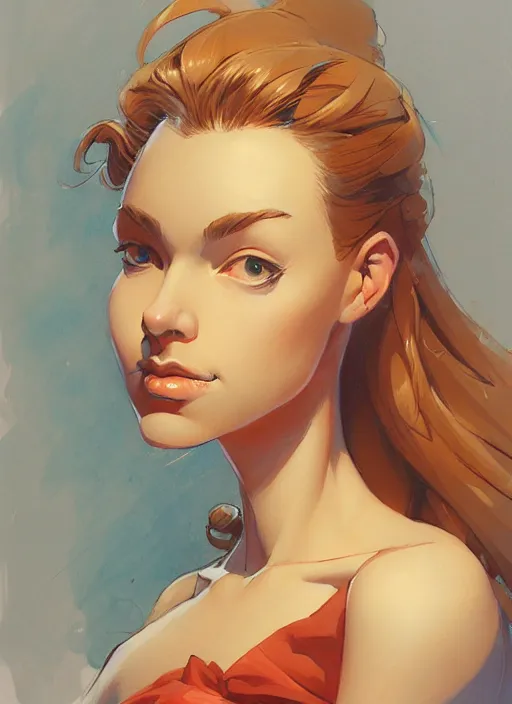 Prompt: a portrait of a pretty young lady by jesper ejsing