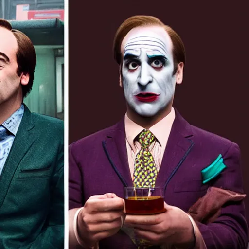 Image similar to saul goodman in joker makeup