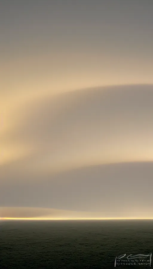 Prompt: Parhelion lattice permeates the mist with negative space voids. 140mm f/2.3 sunrise photograph of atmospheric weather contained inside a massive refractive colloid cube, roll cloud supercell flowing into a minimalist intake hole of a gargantuan computer composed of misty turbulence.