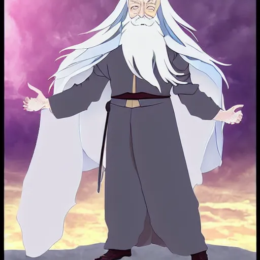 Image similar to gandalf as an anime character