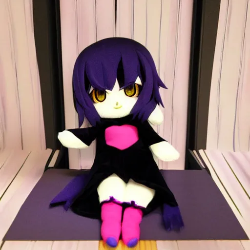 Prompt: cute fumo plush of the dark shadow girl from the voidworld of nonspace