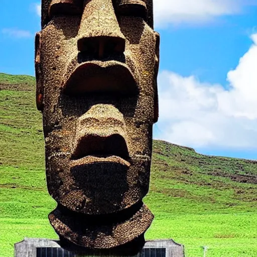 Image similar to 'Kanye West'!! as a moai head on easter Island