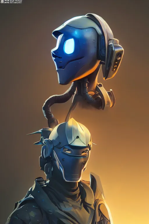 Image similar to epic mask helmet robot ninja portrait stylized as fornite style game design fanart by concept artist gervasio canda, behance hd by jesper ejsing, by rhads, makoto shinkai and lois van baarle, ilya kuvshinov, rossdraws global illumination radiating a glowing aura global illumination ray tracing hdr render in unreal engine 5