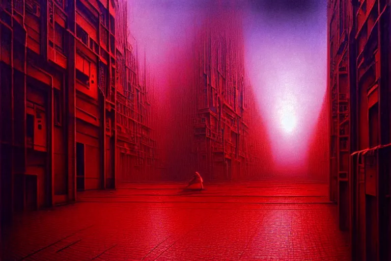 Image similar to multi - dimensional urban space, in the style of beksinski, intricate and epic composition, light red by caravaggio, insanely quality, highly detailed, masterpiece, purple light, artstation, 4 k