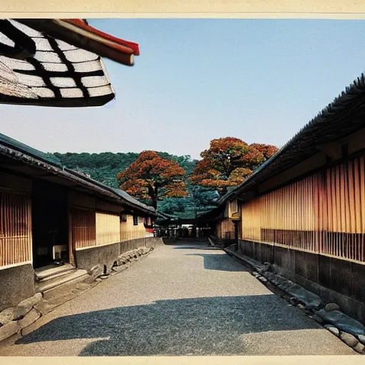 Prompt: color photo of a japanese village