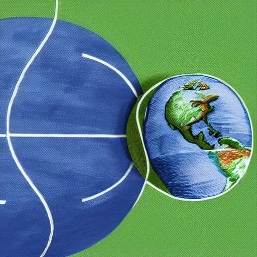 Image similar to the earth on a tennis racquet, high detail