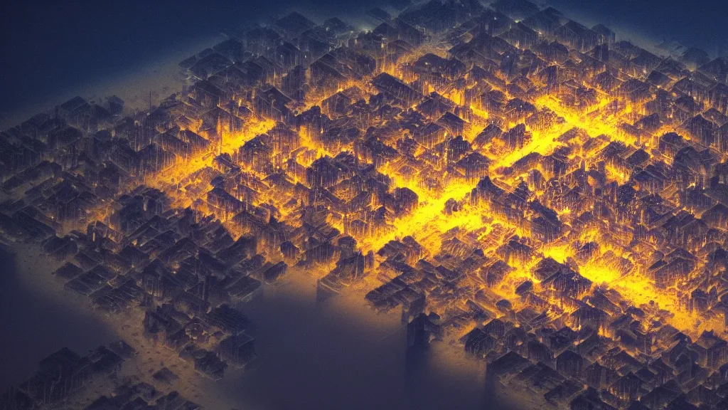 Image similar to photograph of an underwater city at night, 4 k resolution