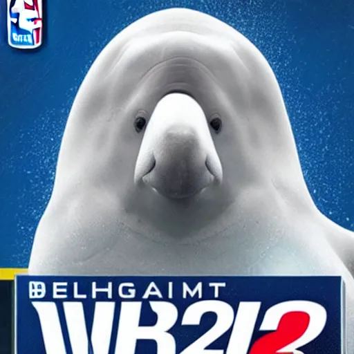 Image similar to A beluga whale on the cover of nba 2k22