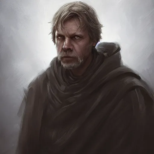 Prompt: portrait of a man by Greg Rutkowski, old jedi Master Luke Skywalker from Star Wars Expanded Universe, he is about 60 years old, wearing tactical gear of the Galactic Alliance, highly detailed portrait, digital painting, artstation, concept art, smooth, sharp foccus ilustration, Artstation HQ