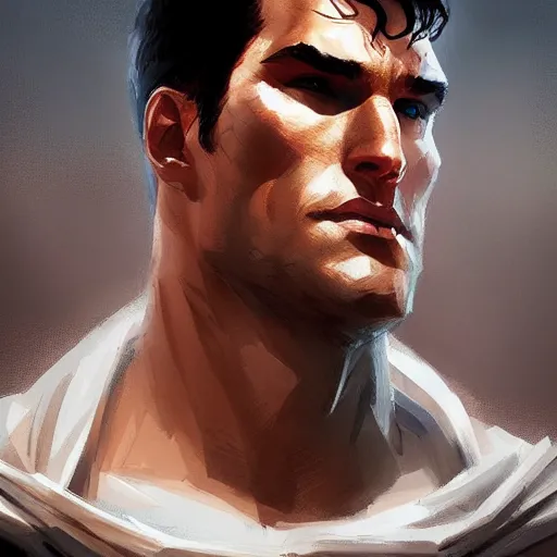 Image similar to portrait of superman by greg rutkowski, highly detailed portrait, digital painting, artstation, concept art, smooth, sharp foccus ilustration, artstation hq