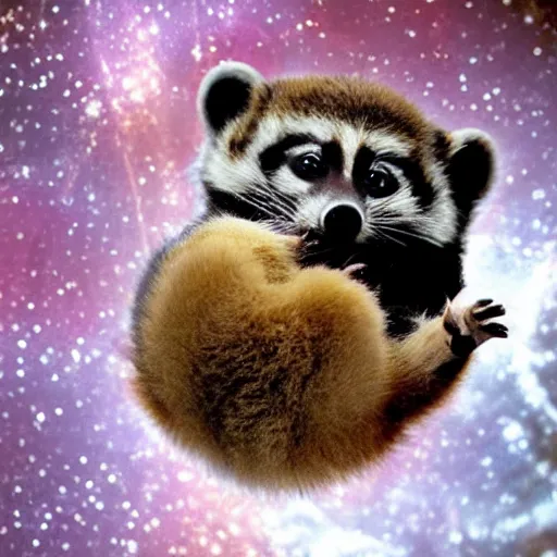Prompt: a tanuki astronaut floating in space, today's featured photograph