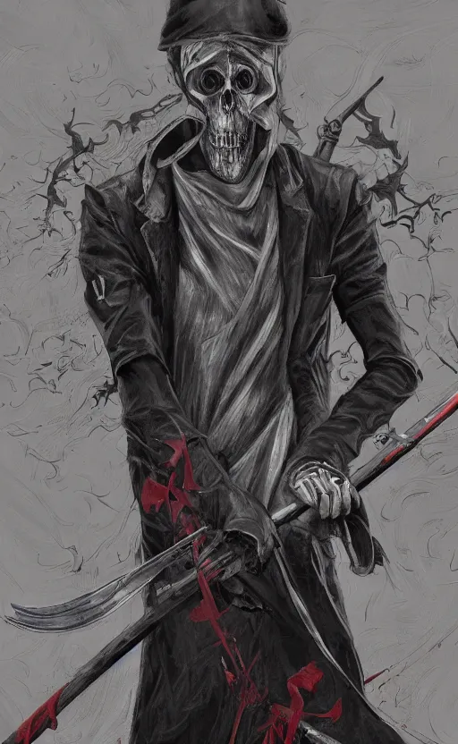 Image similar to the grim reaper has a new scythe, masterpiece digital painting by James Jean, John Romita Junior, John Romita Senior, 4k wallpaper, Silent Hill concept art, hyper-realism, extreme detail