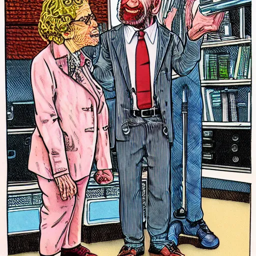 Image similar to The Artwork of R. Crumb and his Cheap Suit Dr. Ruth tells you to have more relations, pencil and colored marker artwork, trailer-trash lifestyle