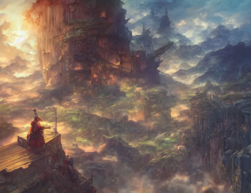 Prompt: anime scenery, wide angle, anime in fantasy style, trending artwork, painted in anime painter studio, by anato finstark, tony sart, marc simonetti and an anime artist, collaboration