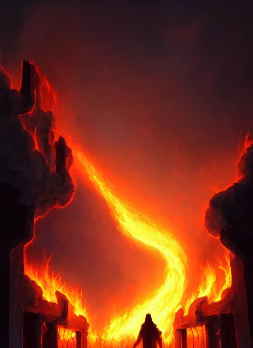 a fiery portal is the gateway to hell a burning door | Stable Diffusion ...