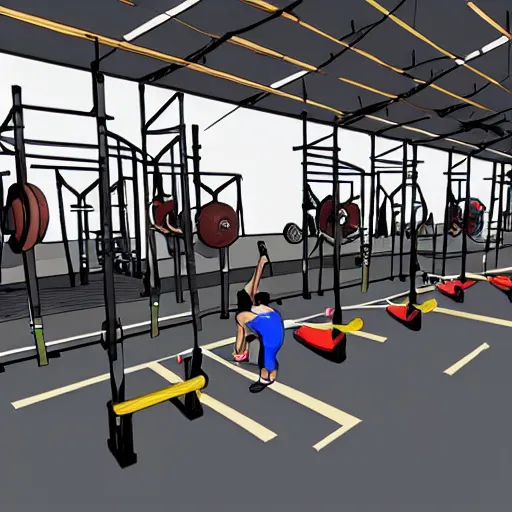 Image similar to animated cocomelon crossfit gym