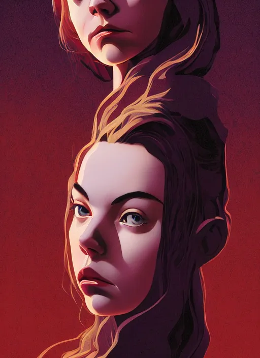 Prompt: Twin Peaks poster artwork by Michael Whelan and Tomer Hanuka, Karol Bak, Rendering of Whether she was portraying the victim-turned-monster or monster-turned-victim, Anya Taylor-Joy is beautiful perfection, from scene from Twin Peaks, full of details, by Makoto Shinkai and thomas kinkade, Matte painting, trending on artstation and unreal engine