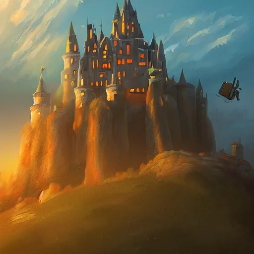 Premium Photo  Castle in fantasy digital illustration painting artwork