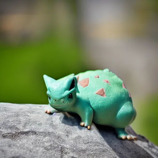 Prompt: an 85mm photograph of a bulbasaur, beautiful, dynamic lighting