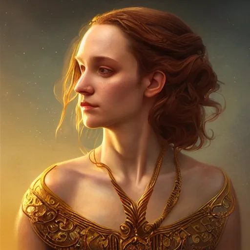 Image similar to majestic gracious regal seductive aphrodite portrait, ancient greece, atmospheric lighting, painted, intricate, volumetric lighting, beautiful, rich deep colours masterpiece, golden hour, sharp focus, ultra detailed, by leesha hannigan, ross tran, thierry doizon, kai carpenter, ignacio fernandez rios