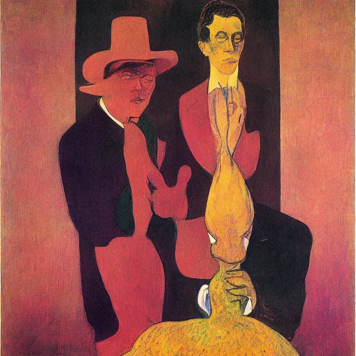 Prompt: portrait of the coral collector. henri de toulouse - lautrec, rufino tamayo, rene magritte, agnes pelton