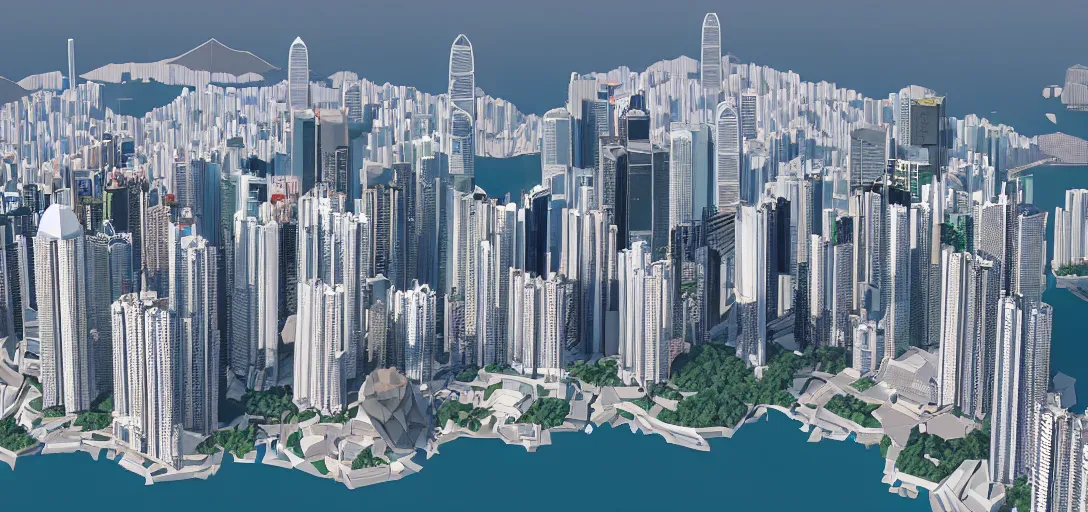 Image similar to Very low poly render of Hong Kong