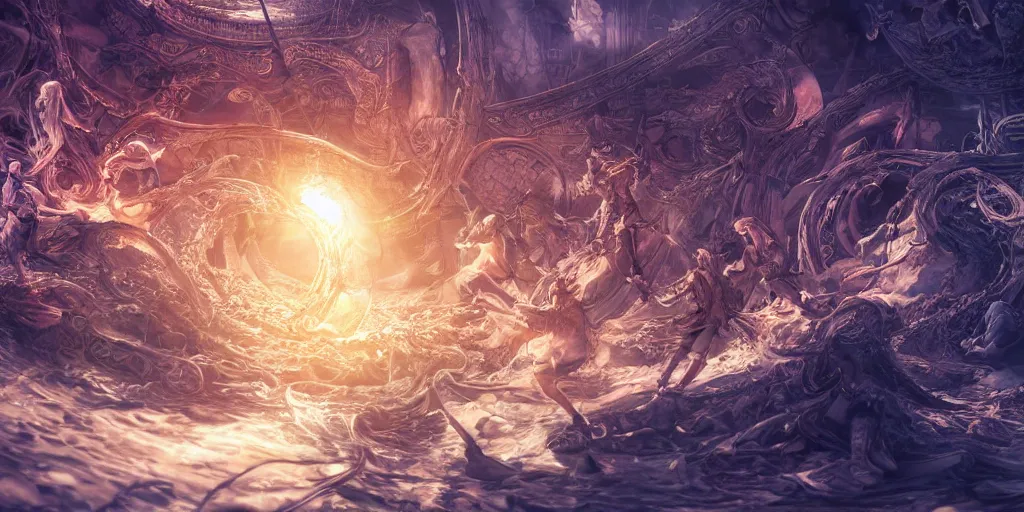 Image similar to the whirlwinds of revolt will continue to shake the foundations of our nation until the bright day of justice emerges. ultrafine highly detailed hyper colorful illustration, intricate linework, sharp focus, octopath traveler, final fantasy, unreal engine highly rendered, global illumination, radiant light, intricate environment