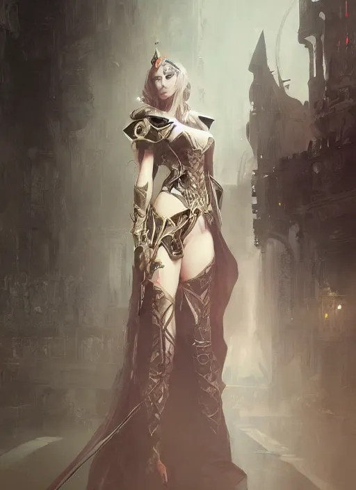 Image similar to imperial princess knight gothic girl. by ruan jia, by robert hubert, illustration