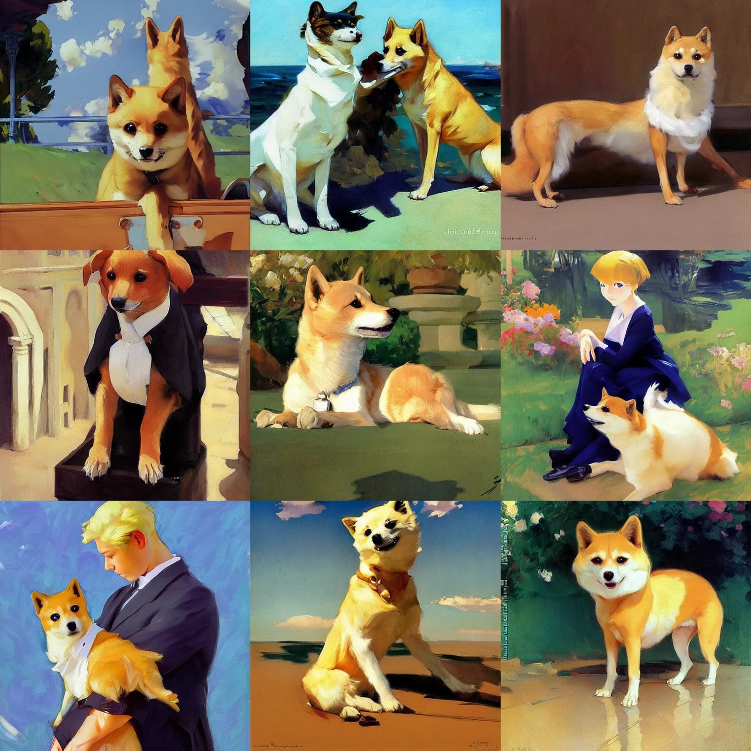 Prompt: doge meme but kawaii, painted by by studio ghibli painting, by Joaquin Sorolla rhads Leyendecker