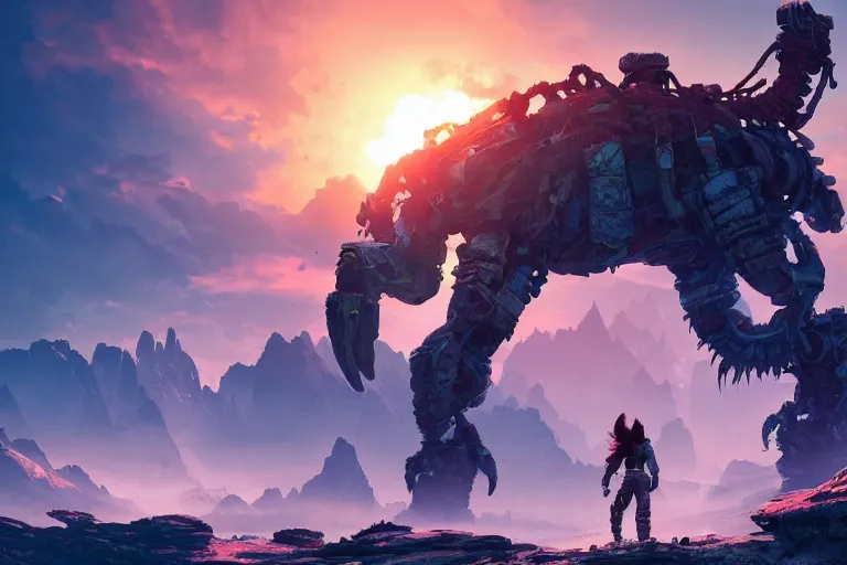 Image similar to tremortusk machine creature robot of horizon forbidden west horizon zero dawn radiating a glowing aura global illumination ray tracing hdr fanart arstation by ian pesty and alena aenami artworks in 4 k