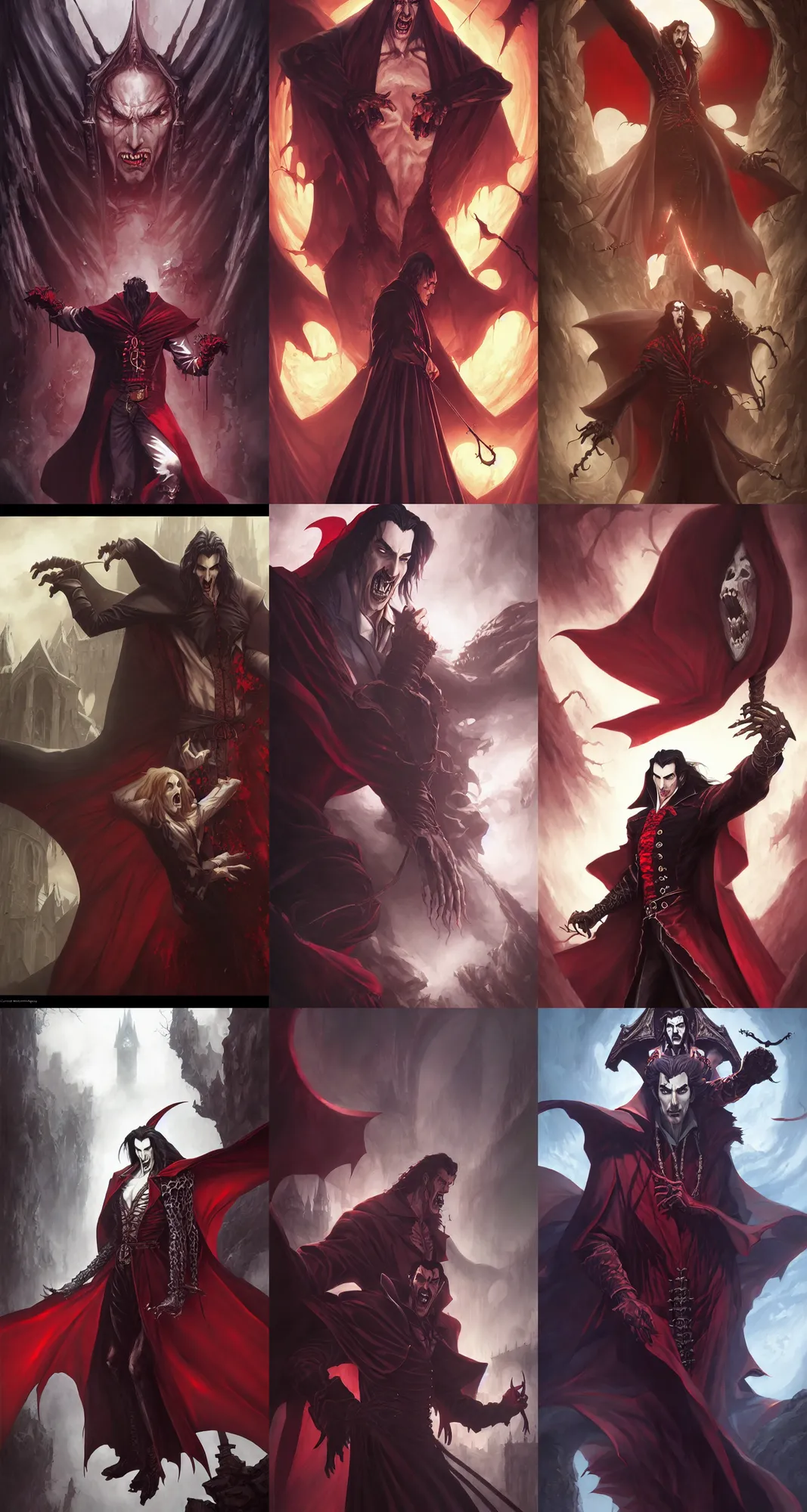 Prompt: dracula, castlevania, by stanley artgerm lau, wlop, rossdraws, james jean, andrei riabovitchev, marc simonetti, and sakimi chan, trending on artstation