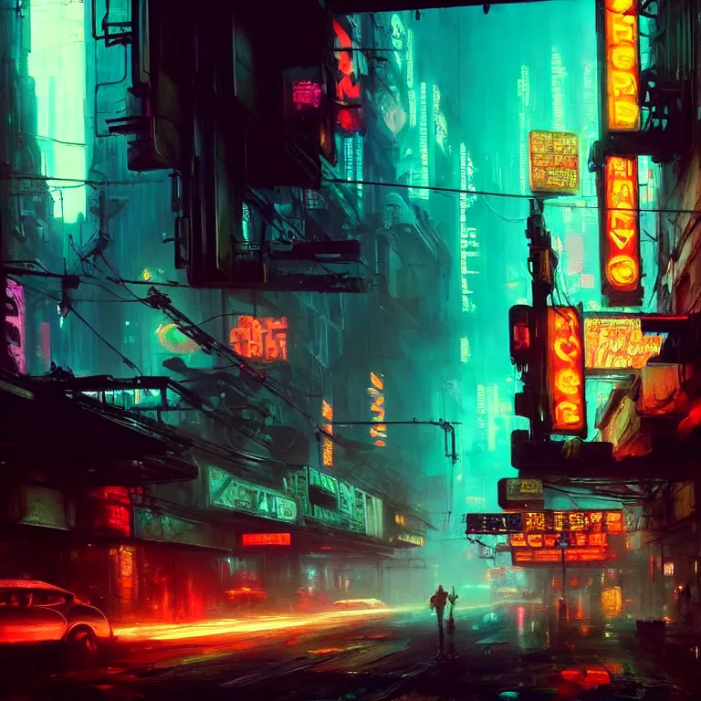 Prompt: beautiful painting by jeremy mann, cyberpunk street, neon signs, still from enter the void movie, pastel hypercolor scheme, baroque portrait painting, perfect composition, detailed octane render trending on artstation, 8 k artistic photography, volumetric cinematic perfect light, chiaroscuro, masterpiece, raphael, caravaggio, beksinski, rutkowski