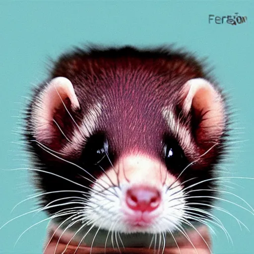 Prompt: reaction-diffusion pattern forming the image of a cute little ferret in a suit as an album cover