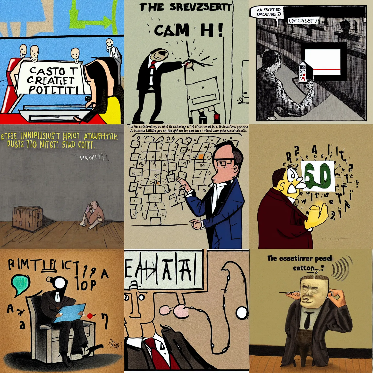 Prompt: the smartest person on earth frustrated unable to solve a captcha, satirical painting