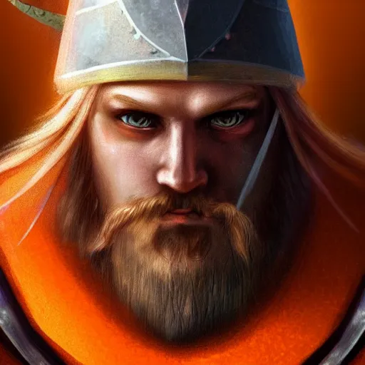 Image similar to fantasy orange viking, portrait, d & d, science fiction, concept art, matte, sharp focus, illustration, concept art,