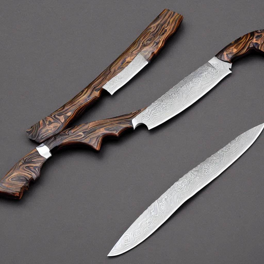 Prompt: high res damascus steel knife 4k