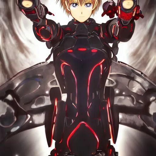 Prompt: portrait of the genos holy arms mode, anime fantasy illustration by tomoyuki yamasaki, kyoto studio, madhouse, ufotable, comixwave films, trending on artstation