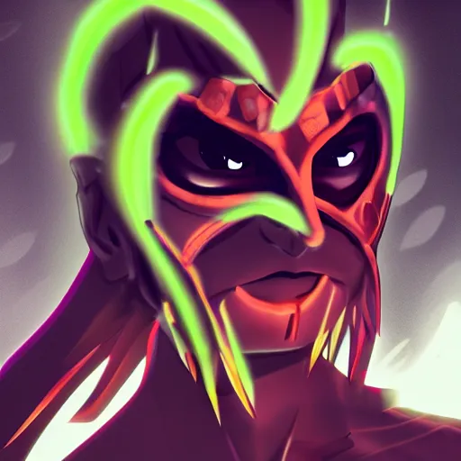 Prompt: detailed guy with mask made in demon slayee artstyle, highly detailed, fragile looking, high quality, 8k, smooth, art, art, detailed face, sharp focus, beautiful scene, neon, handsome detailed face,