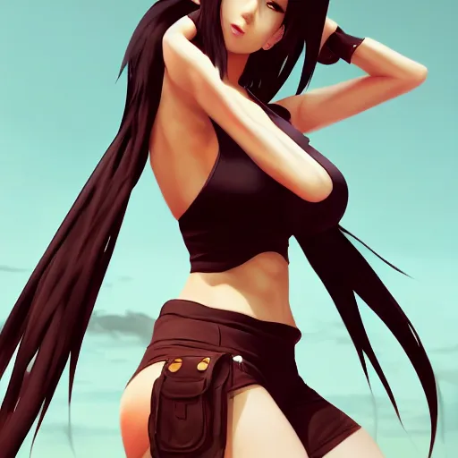 Prompt: full body shot of tifa lockhart by WLOP, rossdraws, Logan Cure, Mingchen Shen, BangkuART, sakimichan, yan gisuka, JeonSeok Lee, zeronis, Chengwei Pan on artstation