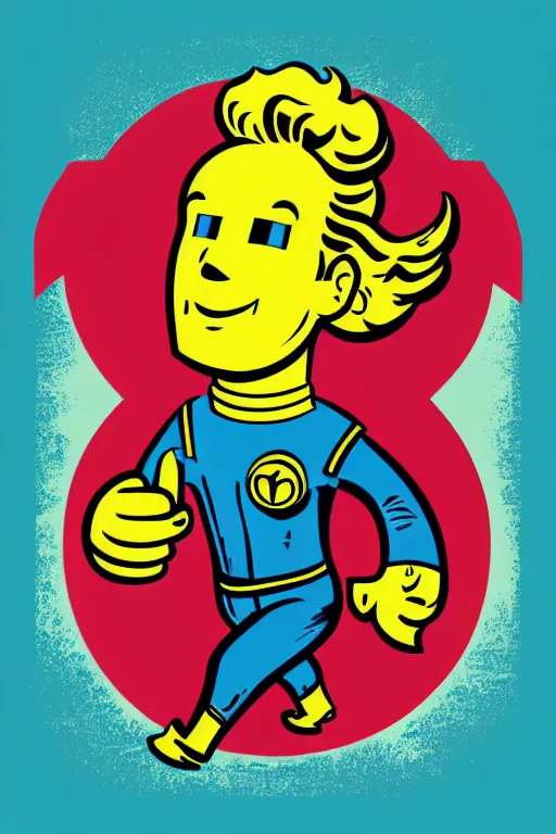 Image similar to fallout 7 6 retro futurist illustration art by butcher billy, sticker, colorful, illustration, highly detailed, simple, smooth and clean vector curves, no jagged lines, vector art, smooth andy warhol style