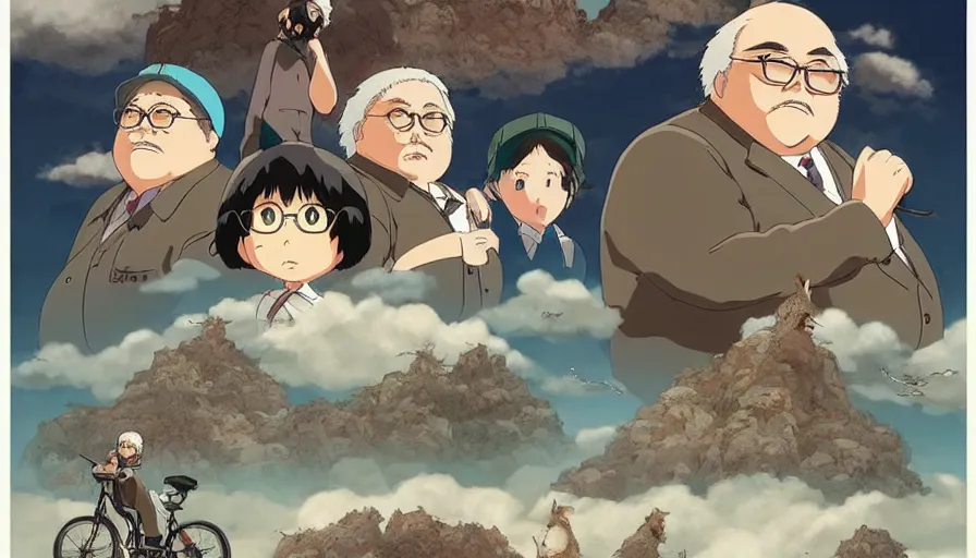 Image similar to the last fat catrider, comedy, graphic art, rgba, 8 k hd resolution, pinterest, dynamic character, 8 k character details, concept art, 8 k ultra realistic, intricate details, ultra detailed, reduce character duplication, in style of hayao miyazaki, by studio ghibli