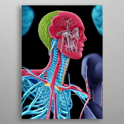 Image similar to highly detailed medical anatomy poster of an alien